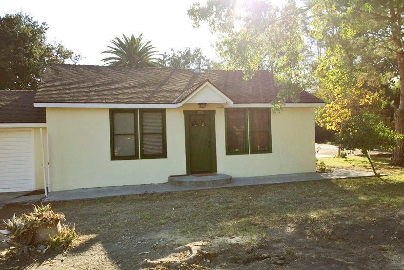 before shot California cottage before shot of small white cottage