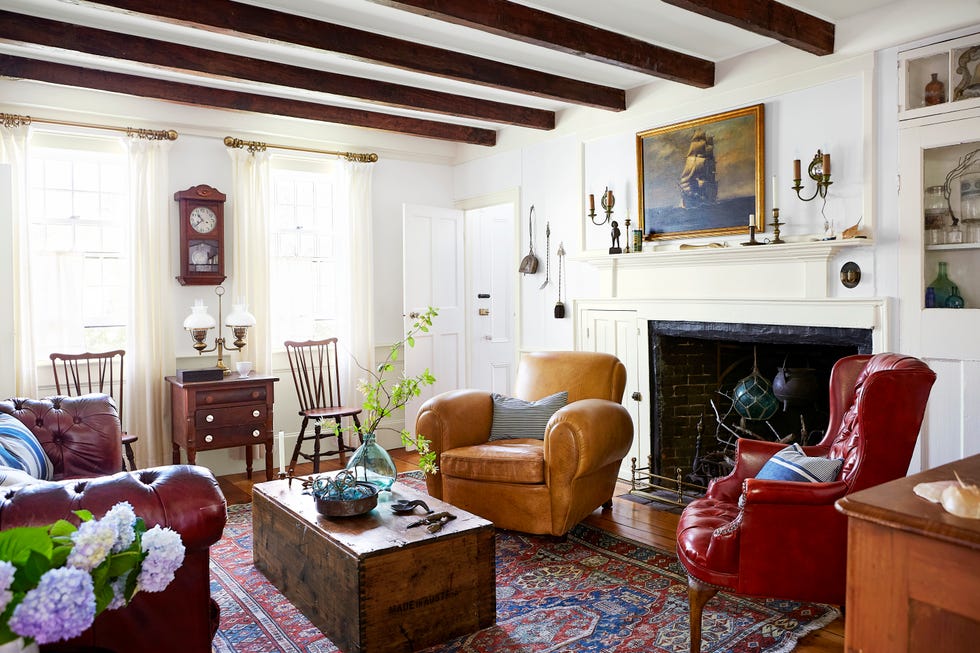 Groggy Anchor Cape Cod Home Keeping Room home of steve ballerini and colin bohrer, one of the oldest cape cottages in provincetown, massachusetts cape cod cottage, cape cod style home living room
