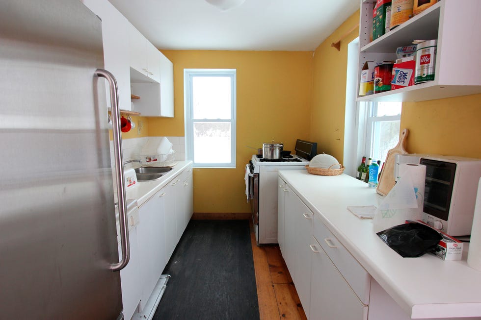 kitchen space with appliances and food items