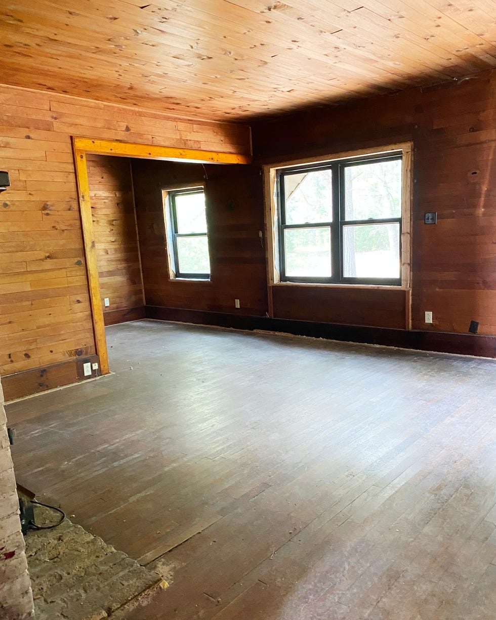before shot of farmhouse living room