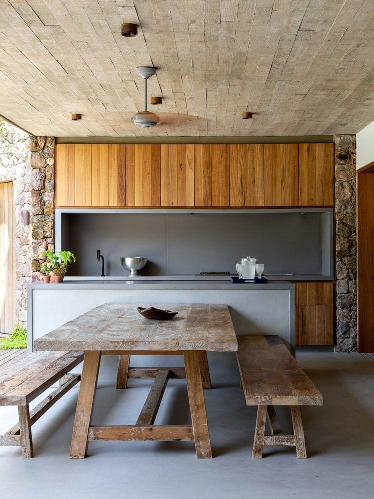 stone and wood house