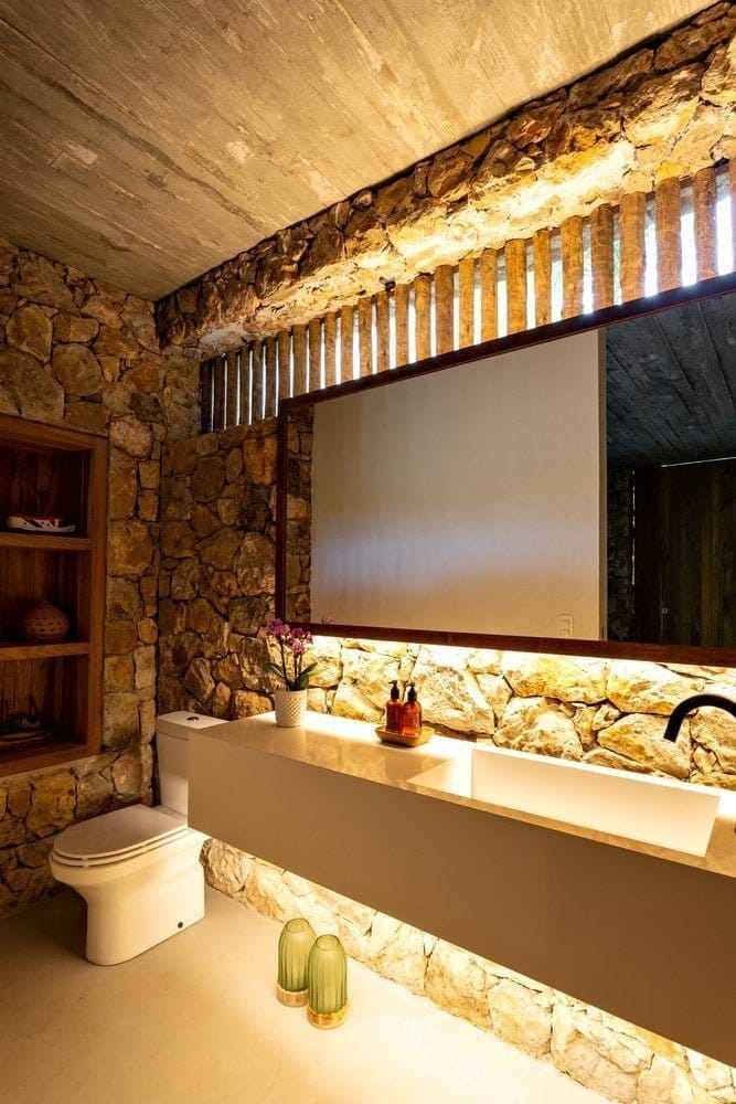 stone and wood house