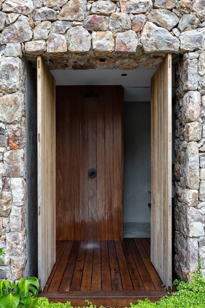 stone and wood house