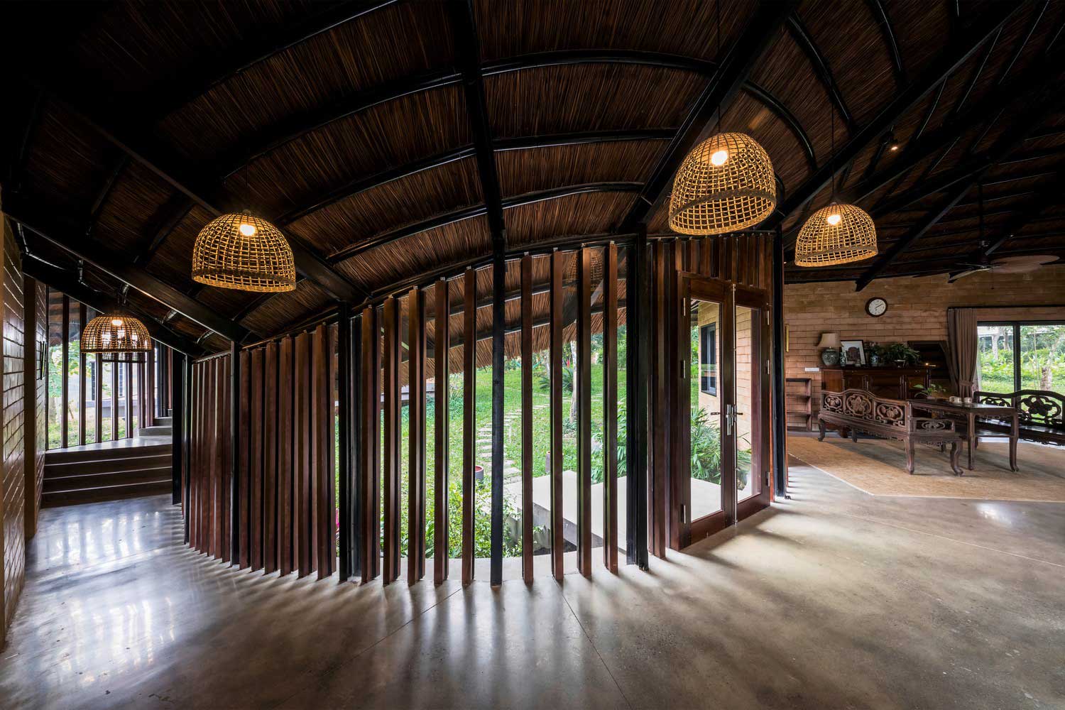 Unique Straw Roof Shape in Contemporary Bungalow