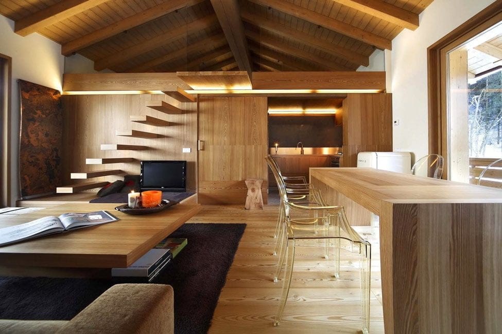 Wood beams in house