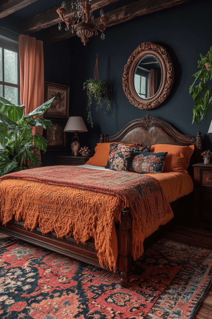 29 Boho Gothic Bedroom Ideas to Mix Vintage Charm with Bold Statement Pieces boho gothic bedroom