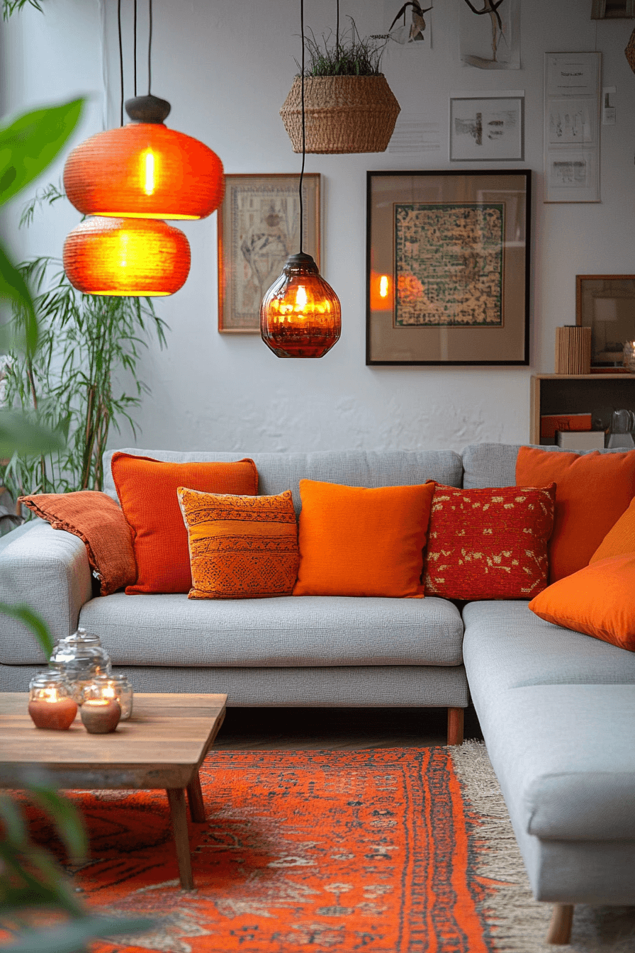 29 Grey and Orange Living Room Designs That Celebrate Contrast and Style Grey and orange living room