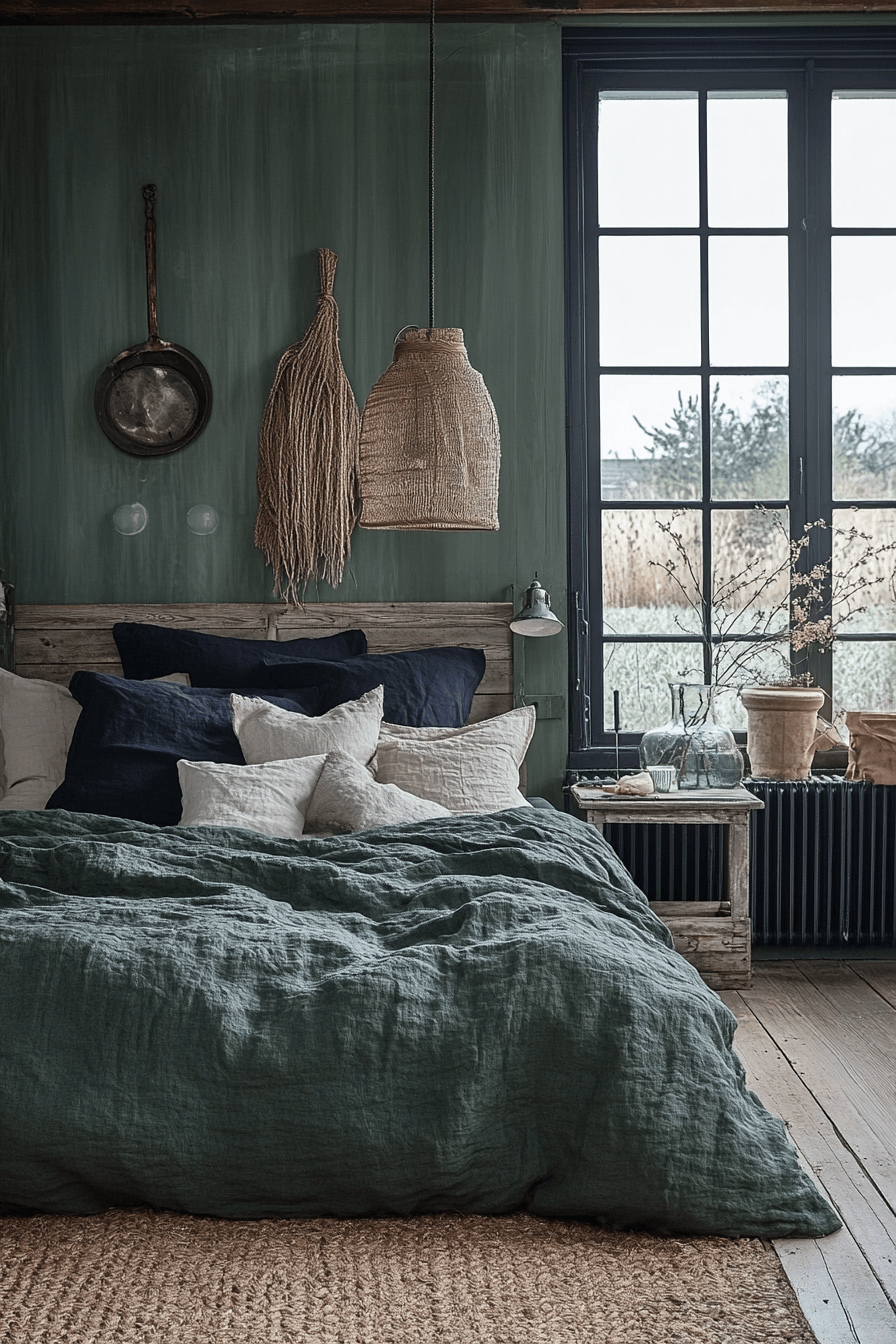 29 Moody Green Bedroom Inspirations for a Perfect Balance of Tranquility and Drama moody green bedroom