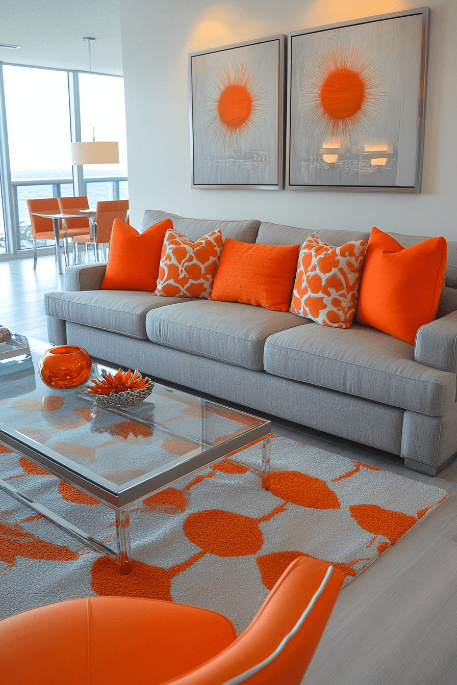 29 Grey and Orange Living Room Designs That Celebrate Contrast and Style Grey and orange living room