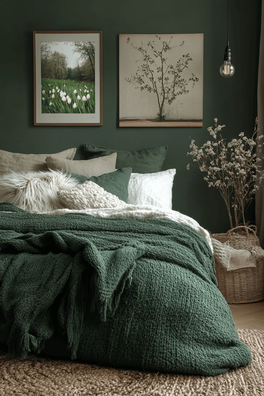 29 Moody Green Bedroom Inspirations for a Perfect Balance of Tranquility and Drama moody green bedroom