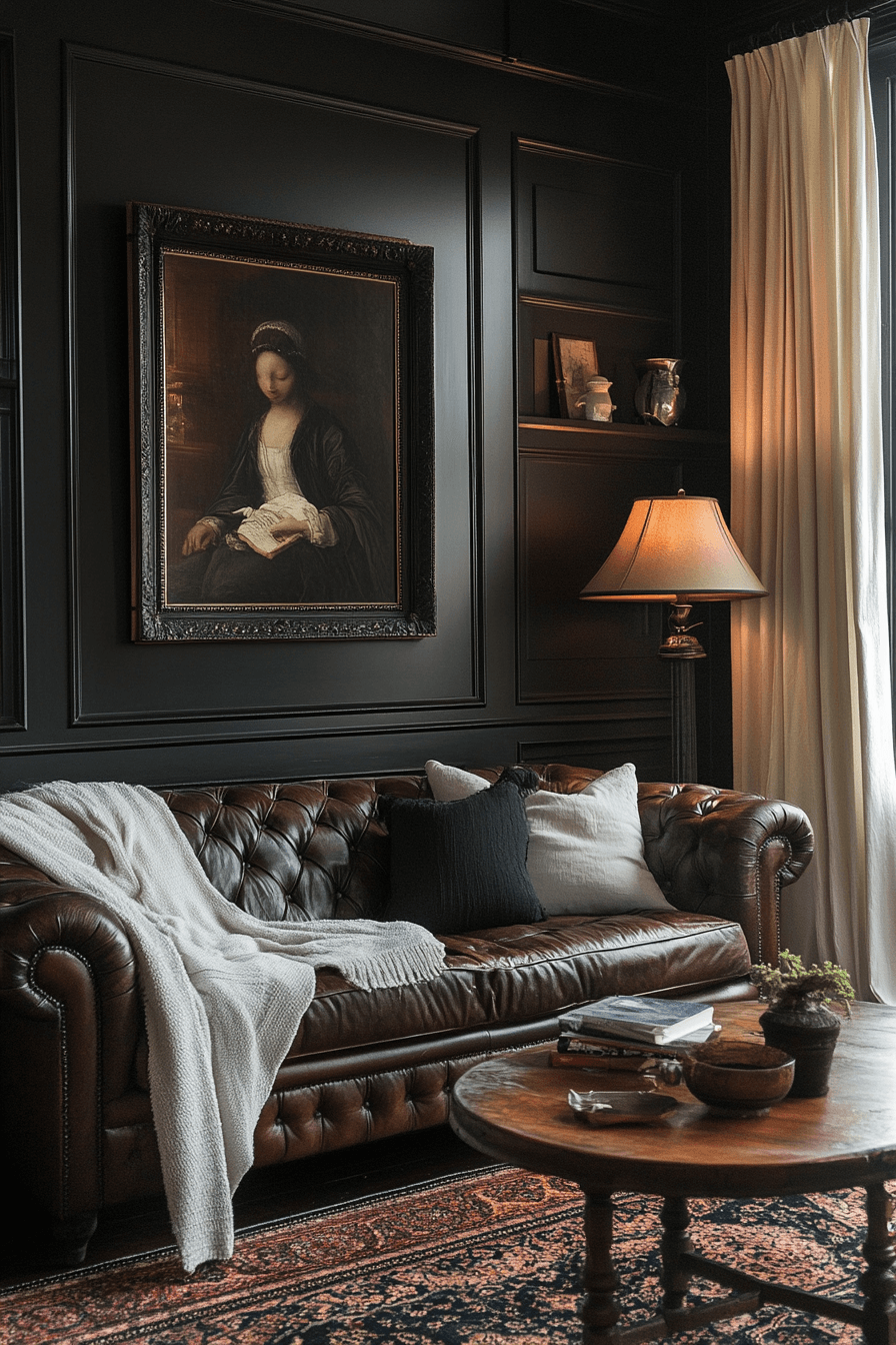 29 Moody Vintage Living Room Ideas That Bring Classic Elegance to Life moody vintage living room