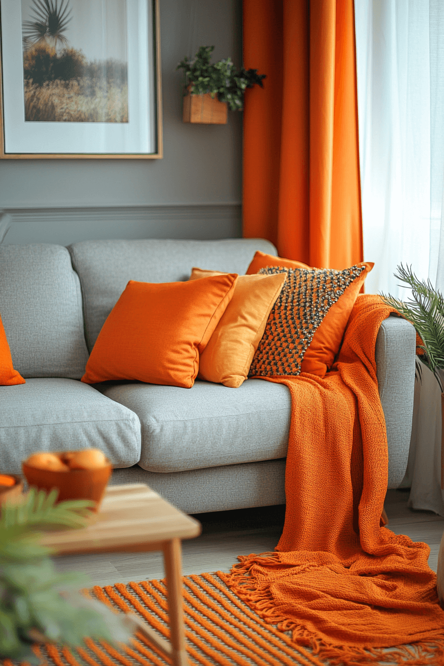 29 Grey and Orange Living Room Designs That Celebrate Contrast and Style Grey and orange living room