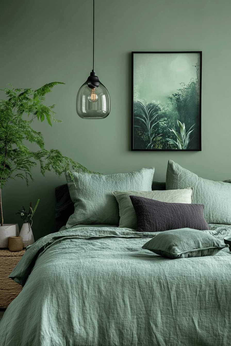 29 Moody Green Bedroom Inspirations for a Perfect Balance of Tranquility and Drama moody green bedroom