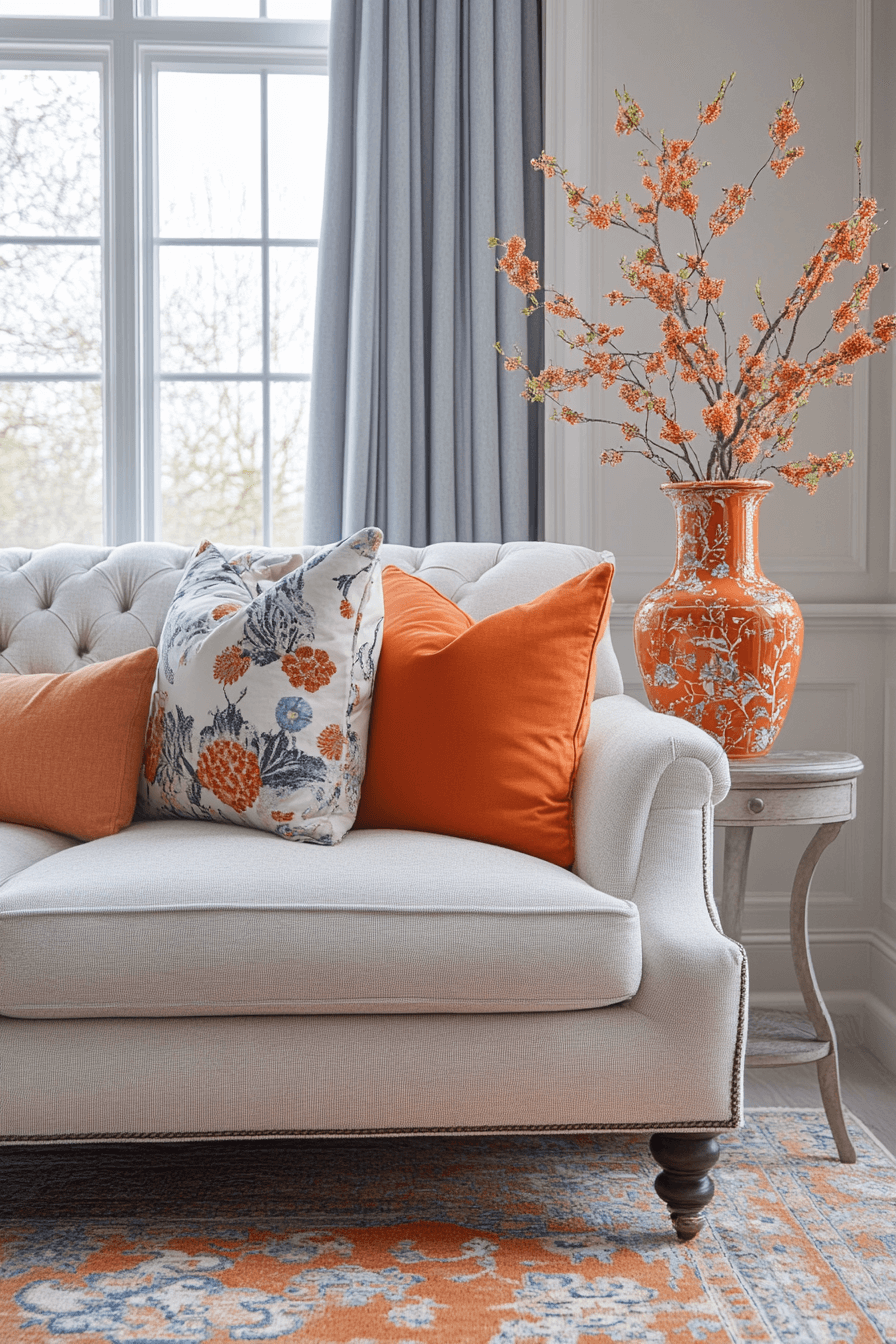 29 Grey and Orange Living Room Designs That Celebrate Contrast and Style Grey and orange living room