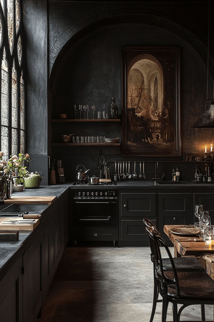 29 Dark Academia Kitchen Inspirations for a Thoughtfully Styled Space dark academia kitchen