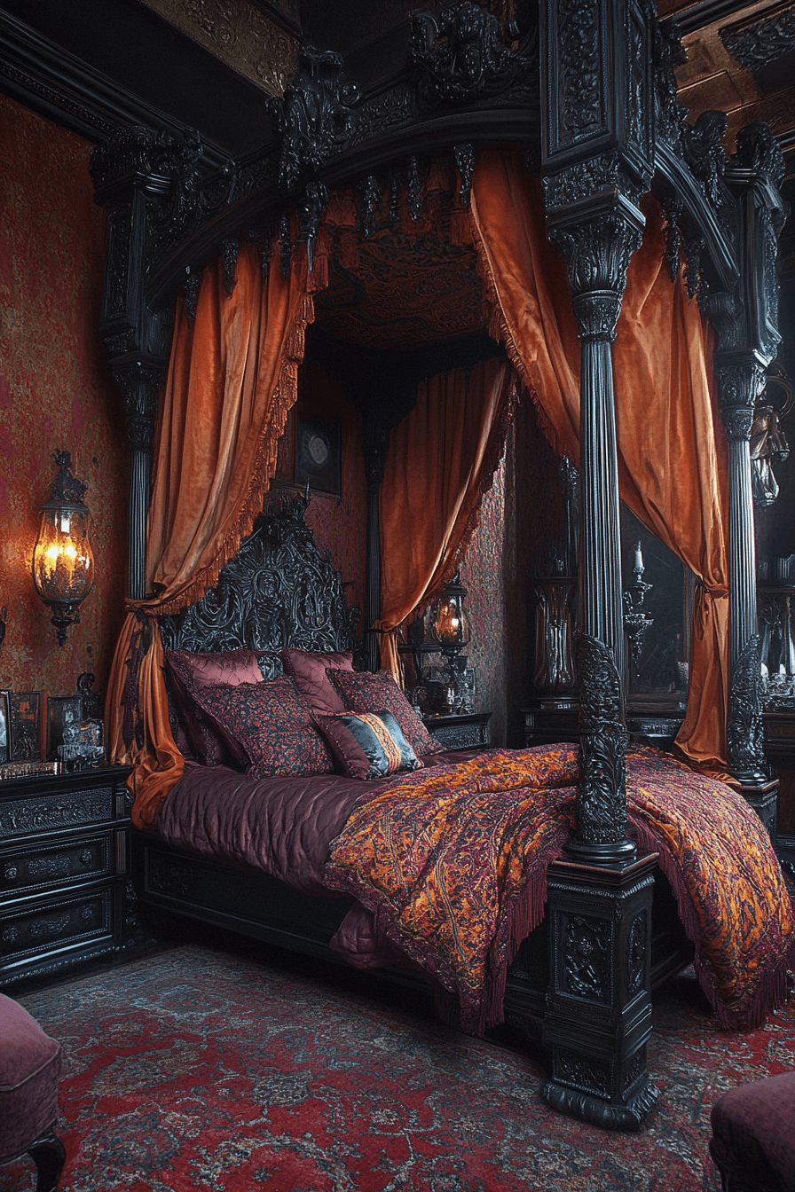 29 Boho Gothic Bedroom Ideas to Mix Vintage Charm with Bold Statement Pieces boho gothic bedroom