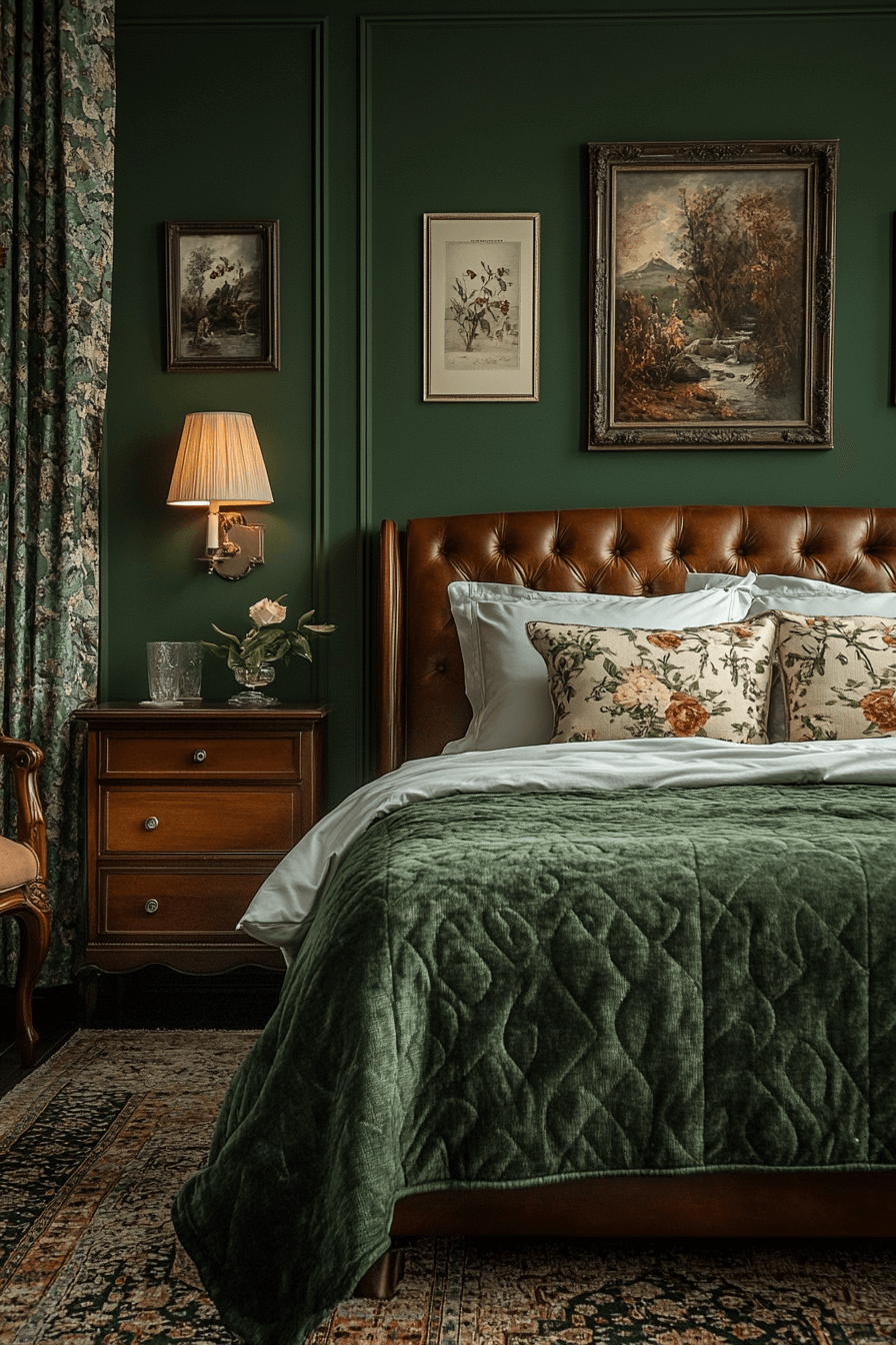 29 Moody Green Bedroom Inspirations for a Perfect Balance of Tranquility and Drama moody green bedroom