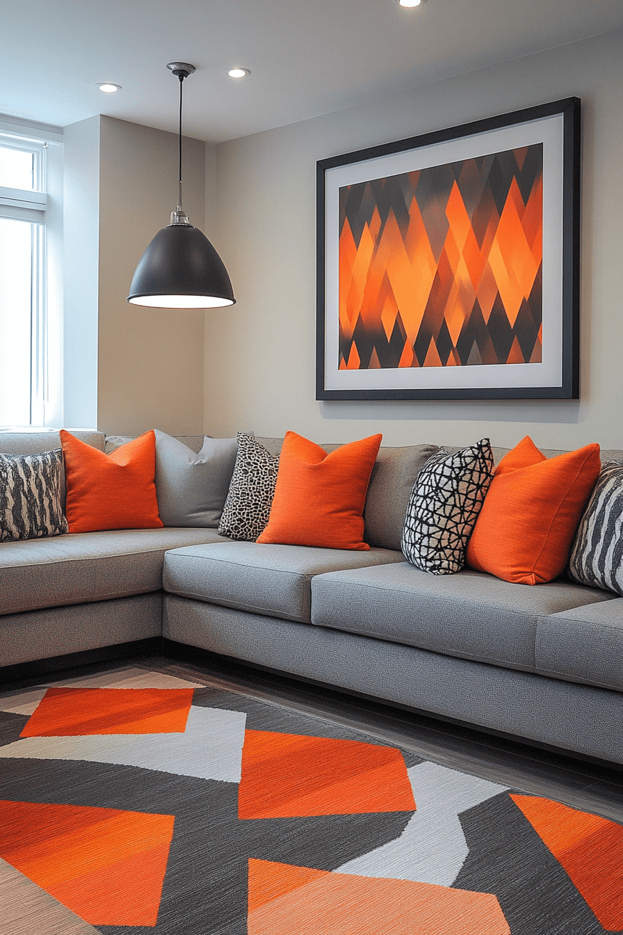 29 Grey and Orange Living Room Designs That Celebrate Contrast and Style Grey and orange living room