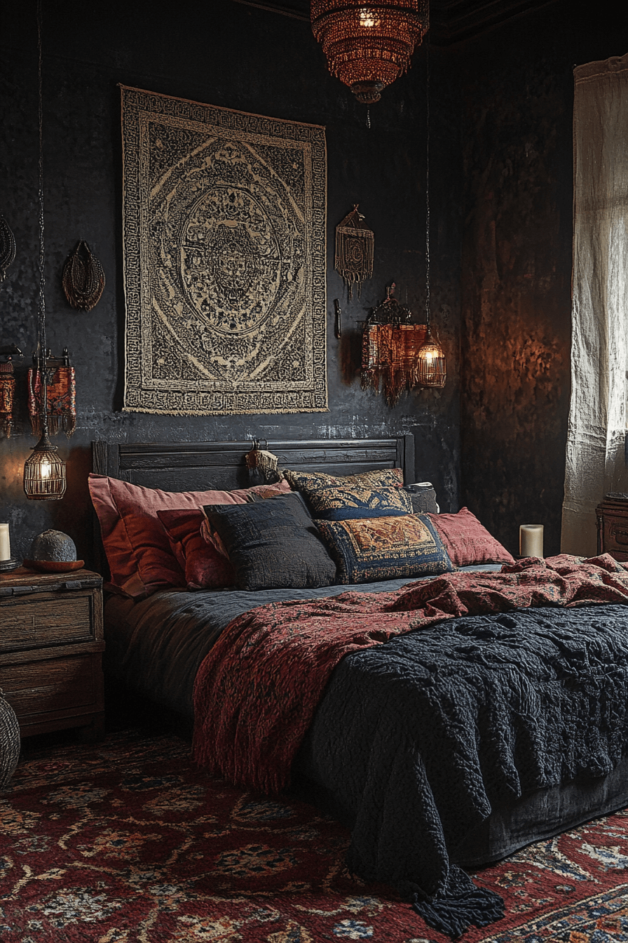 29 Boho Gothic Bedroom Ideas to Mix Vintage Charm with Bold Statement Pieces boho gothic bedroom