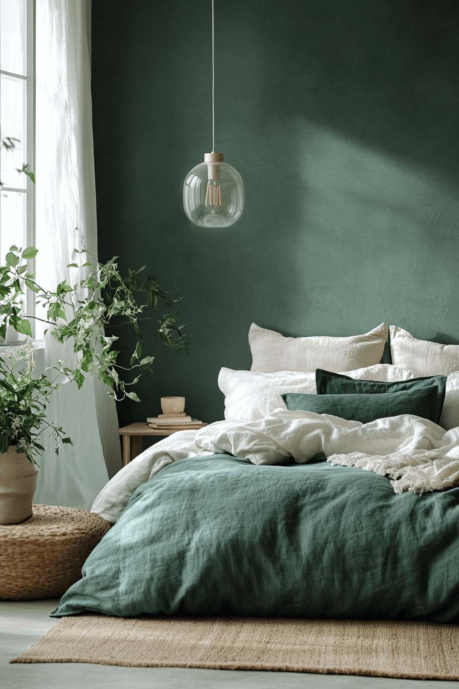 29 Moody Green Bedroom Inspirations for a Perfect Balance of Tranquility and Drama moody green bedroom