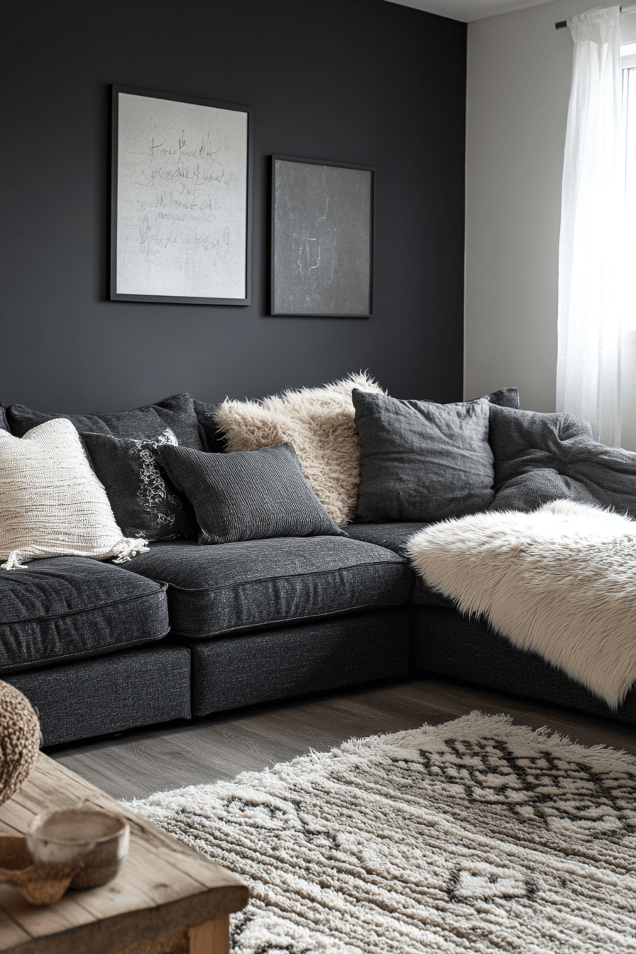 29 Charcoal Sofa Living Room Inspirations for a Bold and Sophisticated Look Charcoal sofa living room