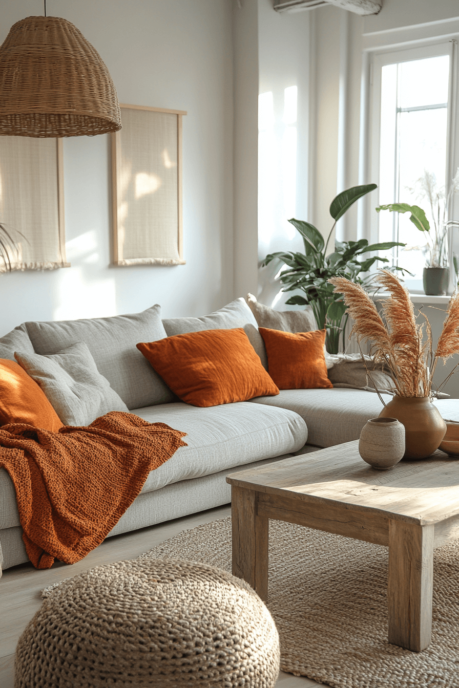 29 Grey and Orange Living Room Designs That Celebrate Contrast and Style Grey and orange living room