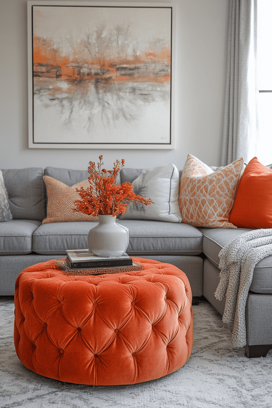 29 Grey and Orange Living Room Designs That Celebrate Contrast and Style Grey and orange living room