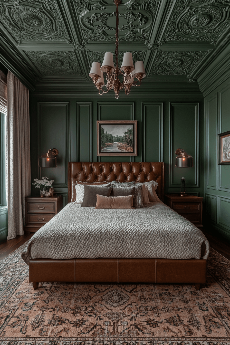 29 Moody Green Bedroom Inspirations for a Perfect Balance of Tranquility and Drama moody green bedroom