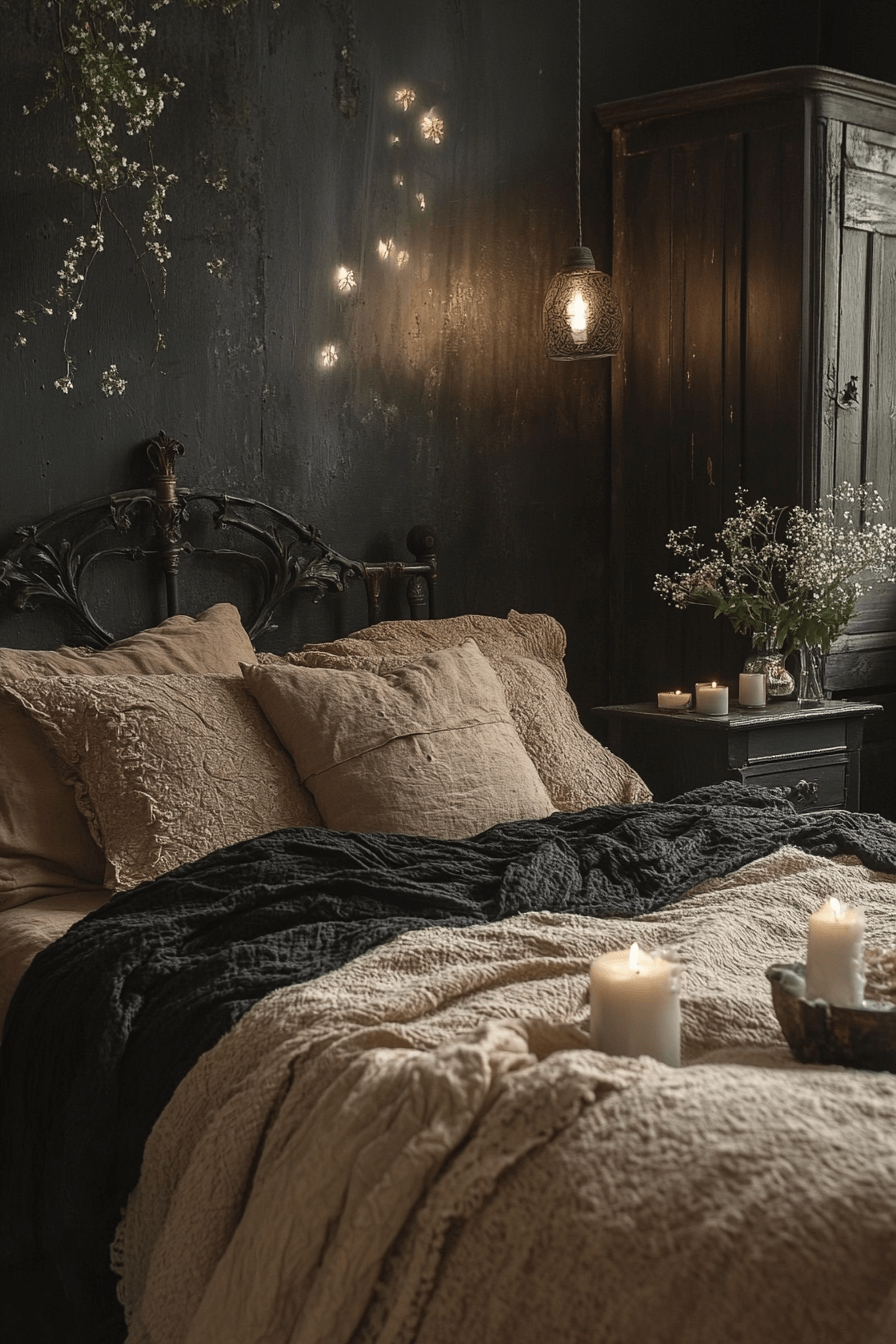 29 Boho Gothic Bedroom Ideas to Mix Vintage Charm with Bold Statement Pieces boho gothic bedroom
