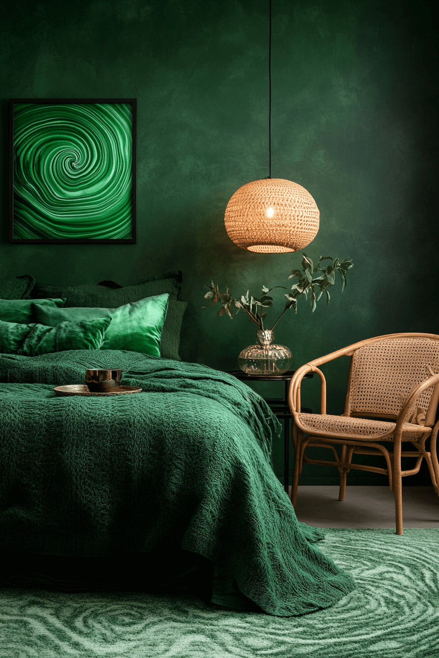 29 Moody Green Bedroom Inspirations for a Perfect Balance of Tranquility and Drama moody green bedroom