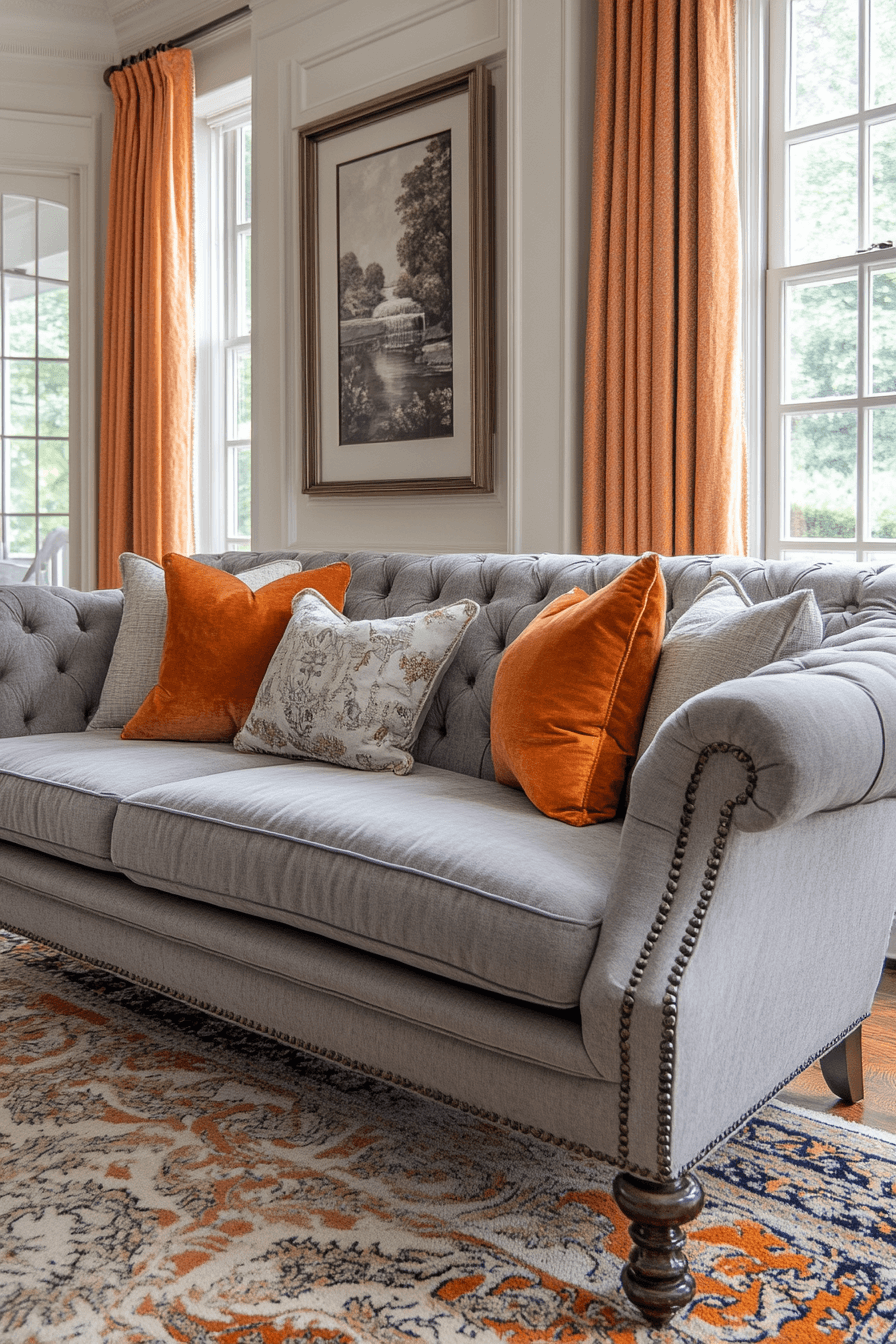 29 Grey and Orange Living Room Designs That Celebrate Contrast and Style Grey and orange living room
