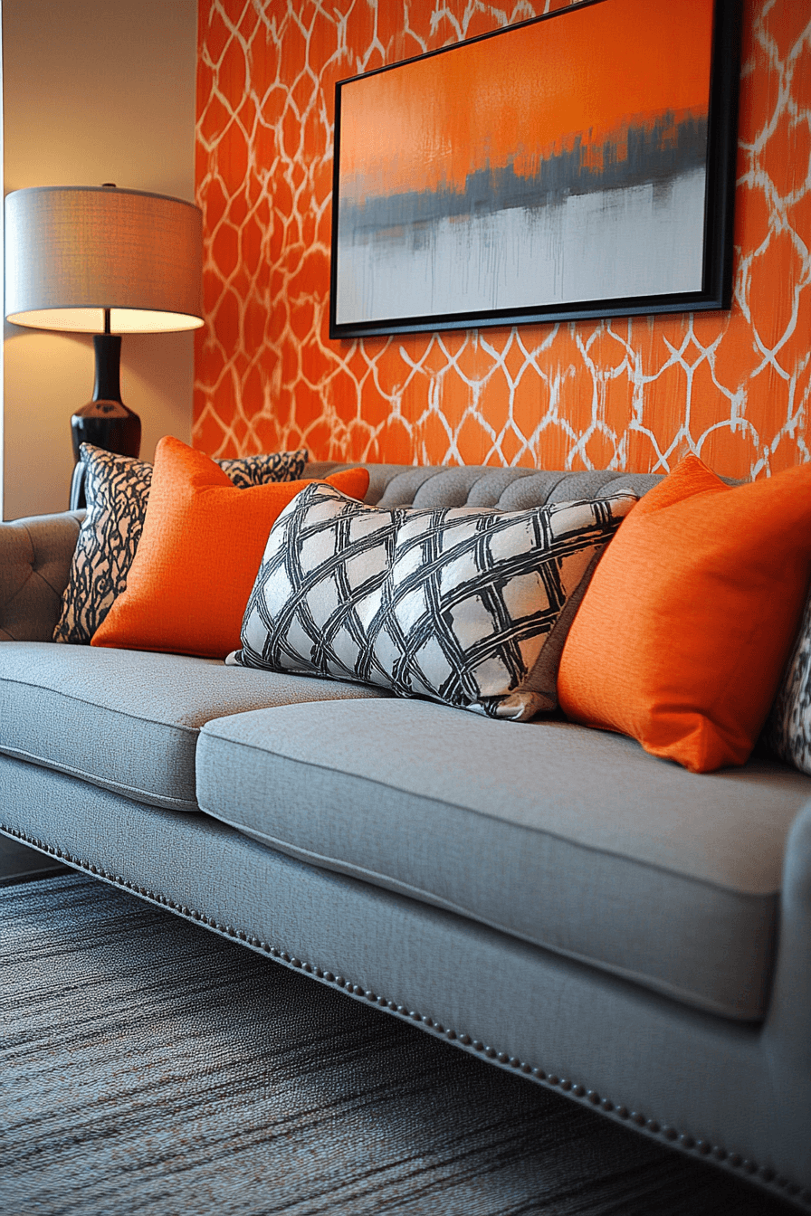 29 Grey and Orange Living Room Designs That Celebrate Contrast and Style Grey and orange living room