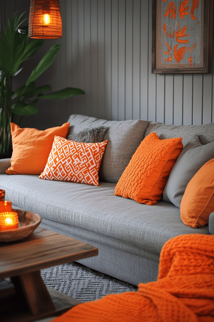 29 Grey and Orange Living Room Designs That Celebrate Contrast and Style Grey and orange living room