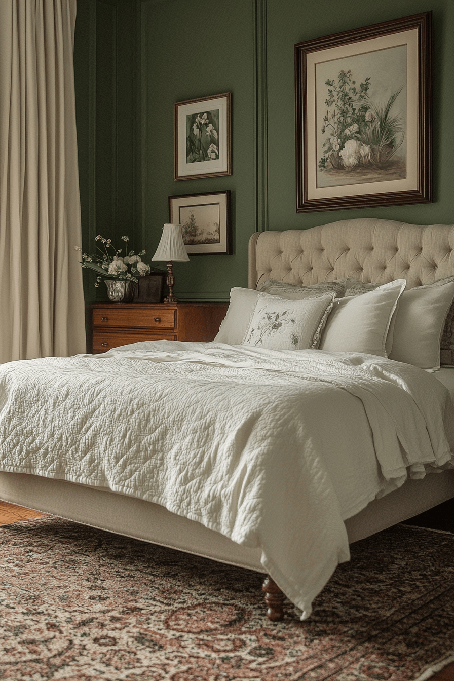 29 Moody Green Bedroom Inspirations for a Perfect Balance of Tranquility and Drama moody green bedroom