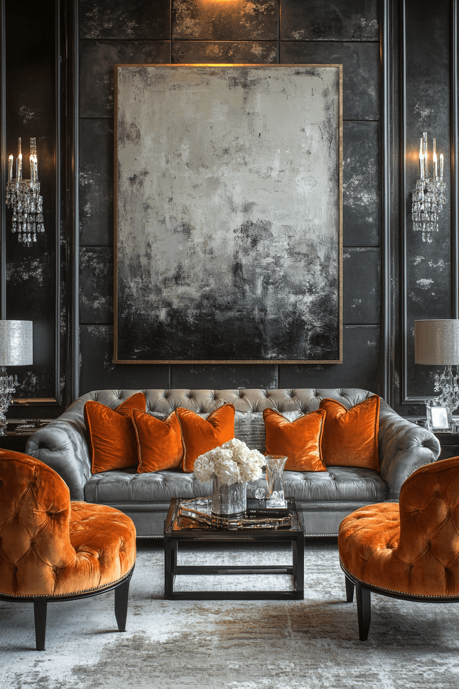 29 Grey and Orange Living Room Designs That Celebrate Contrast and Style Grey and orange living room