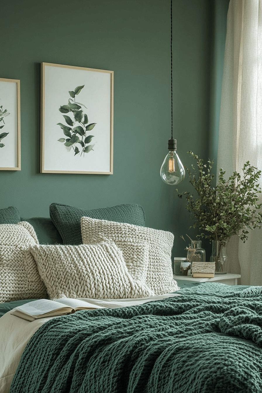 29 Moody Green Bedroom Inspirations for a Perfect Balance of Tranquility and Drama moody green bedroom