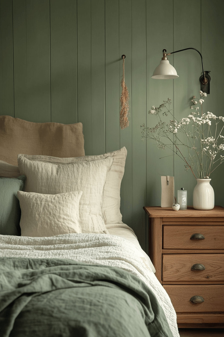 29 Moody Green Bedroom Inspirations for a Perfect Balance of Tranquility and Drama moody green bedroom