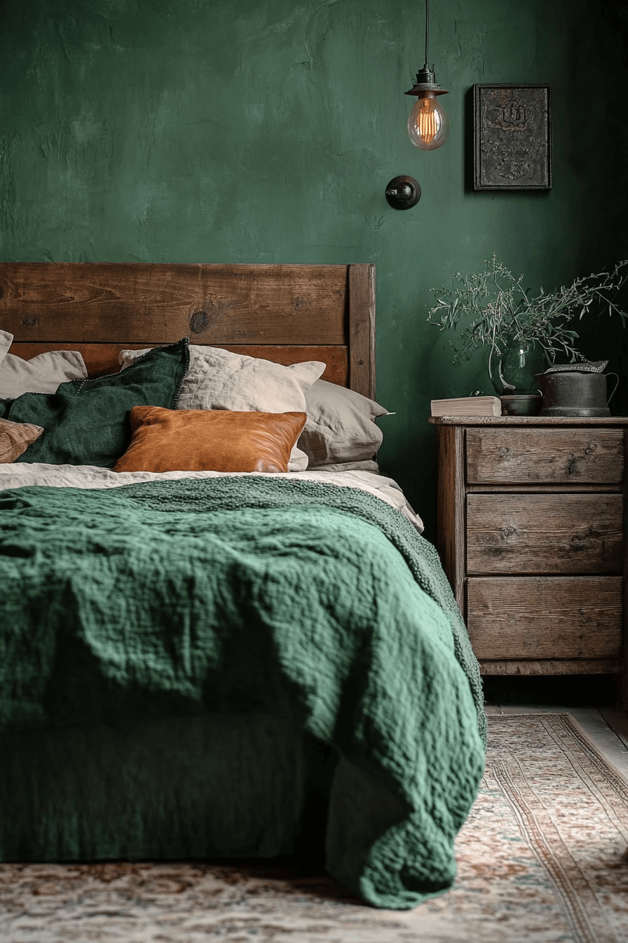 29 Moody Green Bedroom Inspirations for a Perfect Balance of Tranquility and Drama moody green bedroom