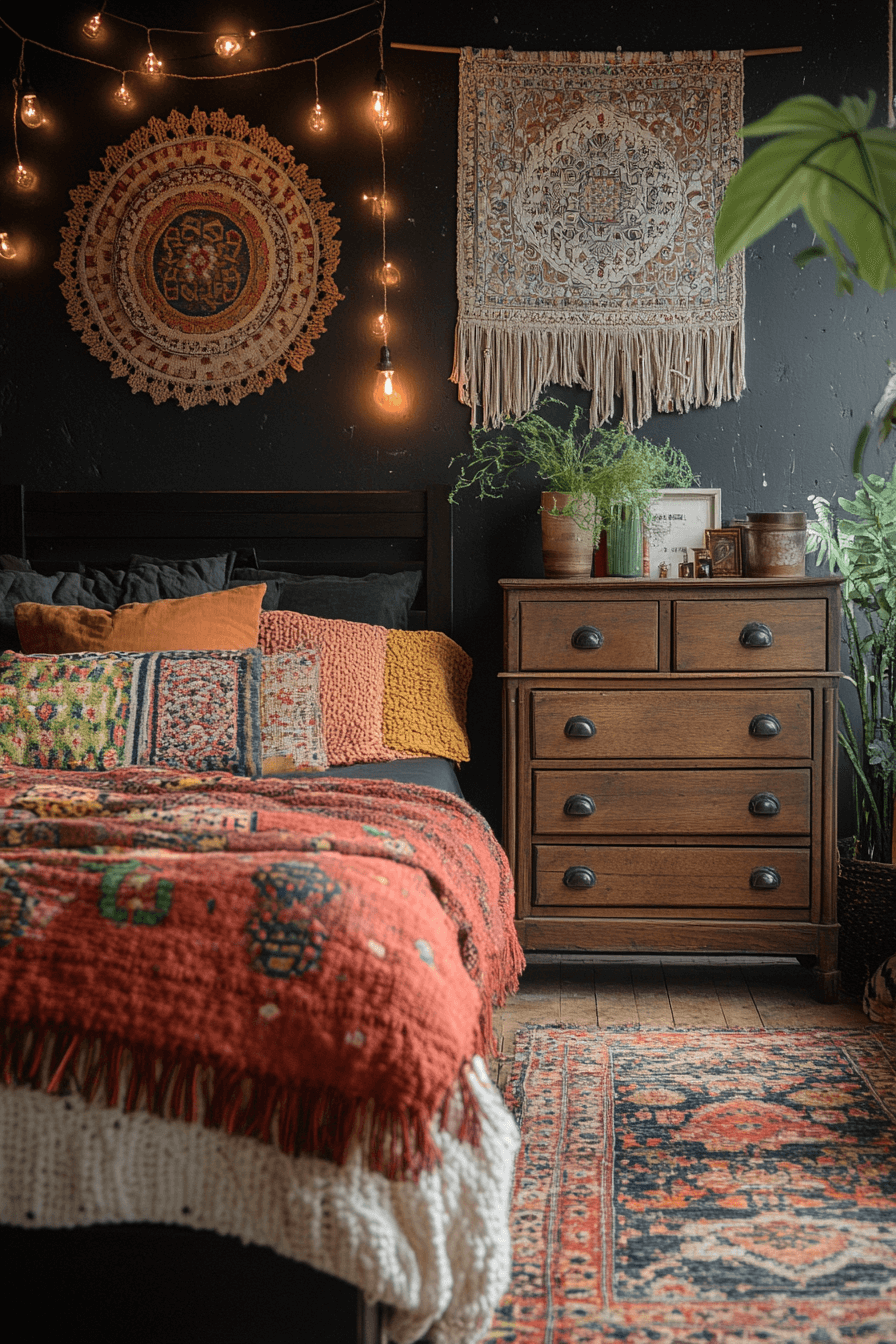 29 Boho Gothic Bedroom Ideas to Mix Vintage Charm with Bold Statement Pieces boho gothic bedroom