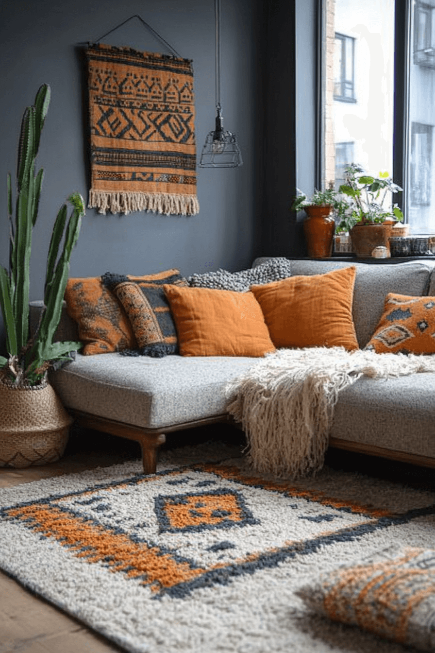 29 Grey and Orange Living Room Designs That Celebrate Contrast and Style Grey and orange living room