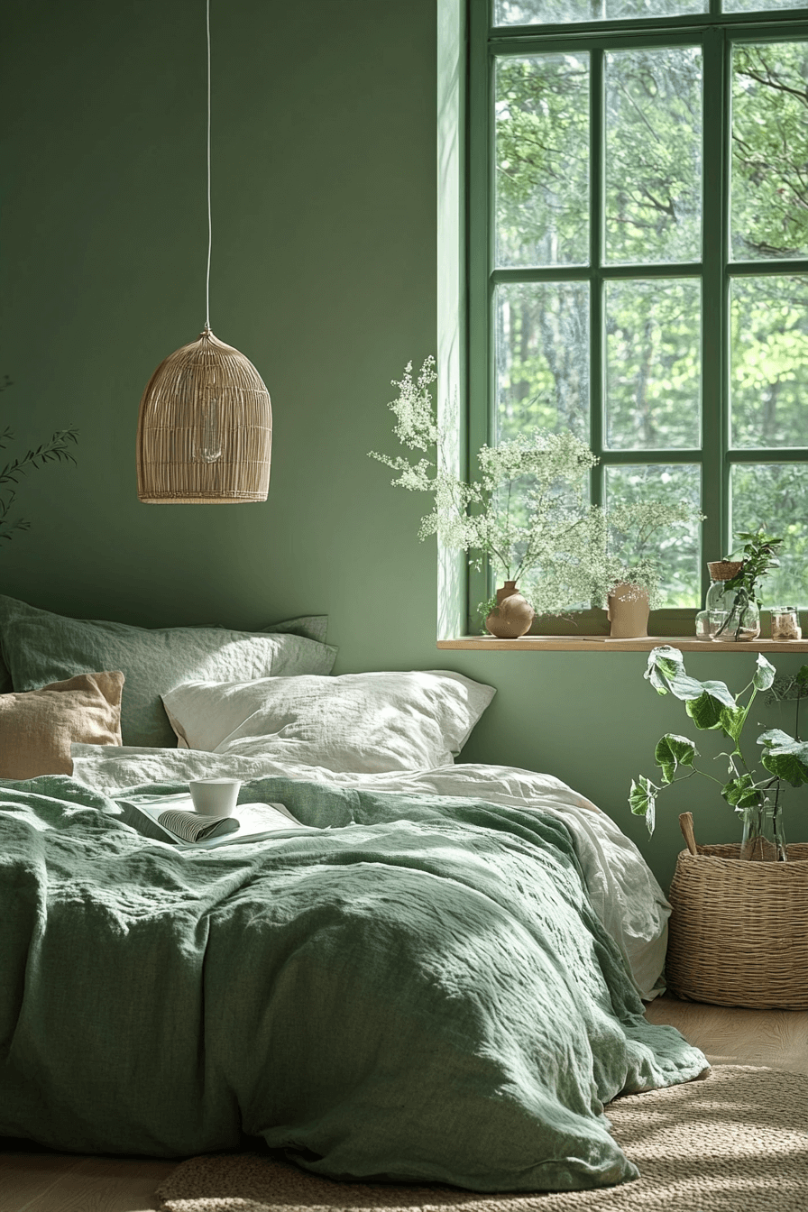 29 Moody Green Bedroom Inspirations for a Perfect Balance of Tranquility and Drama moody green bedroom
